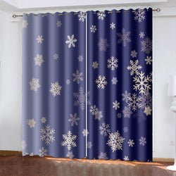Snowflake Snow Scene Curtains Blackout Window Treatments Drapes Room Decor (Online Order Only)