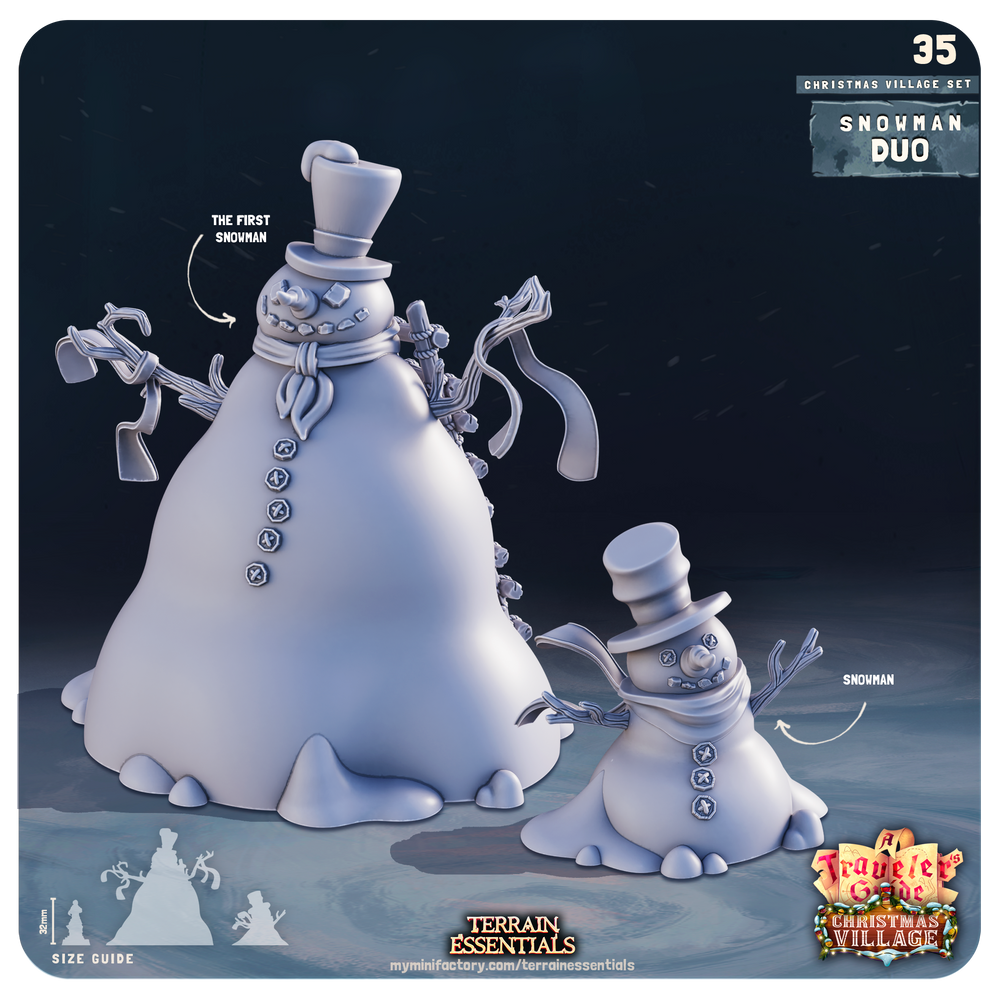 3D Printed Cast n Play Christmas Village Terrain Set 28mm 32mm D&D (Online Only)