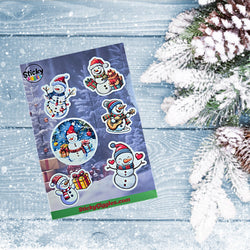 Snowman Christmas Sticker Sheet 6 Stickers (ONLINE ORDER ONLY)