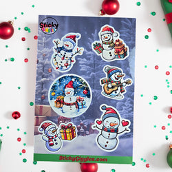 Snowman Christmas Sticker Sheet 6 Stickers (ONLINE ORDER ONLY)