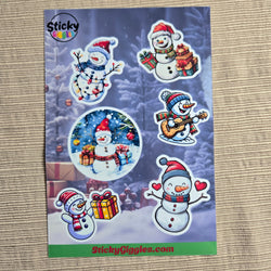 Snowman Christmas Sticker Sheet 6 Stickers (ONLINE ORDER ONLY)