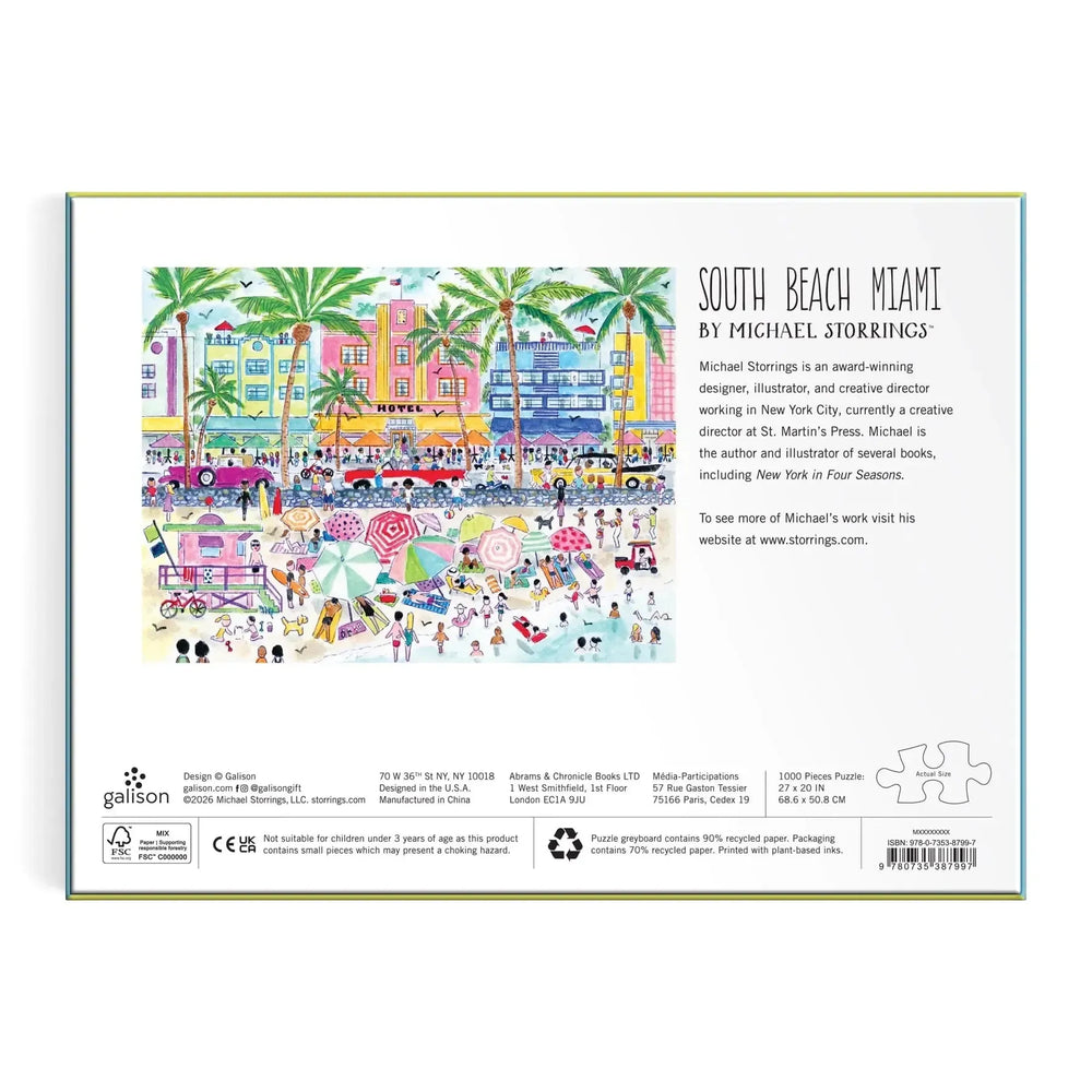 South Beach Miami 1000 Piece Jigsaw Puzzle Galison (ONLINE ORDER ONLY)