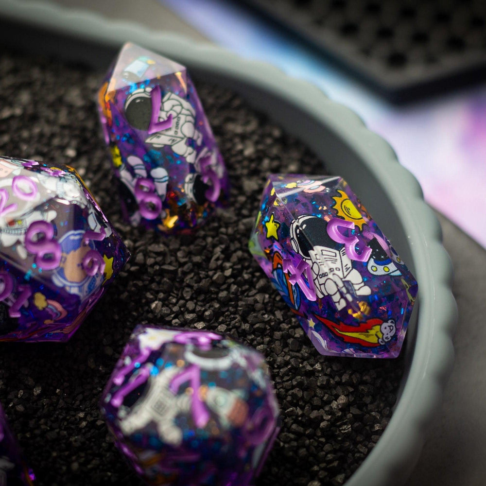 Space Bear Handmade Resin DND Dice Set (ONLINE ORDER ONLY)