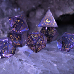 Pre-Order || Spellcaster Purple Glass Dice Set