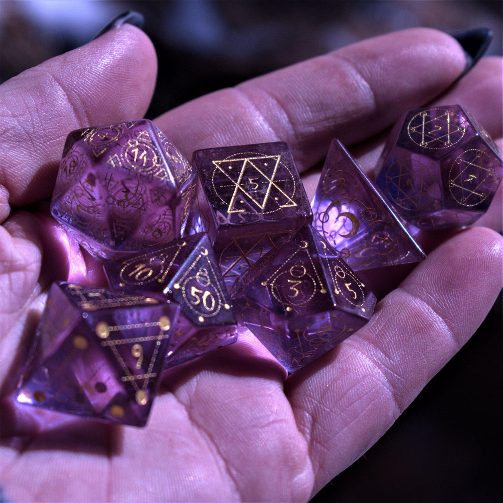 Pre-Order || Spellcaster Purple Glass Dice Set