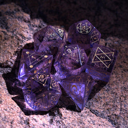 Pre-Order || Spellcaster Purple Glass Dice Set