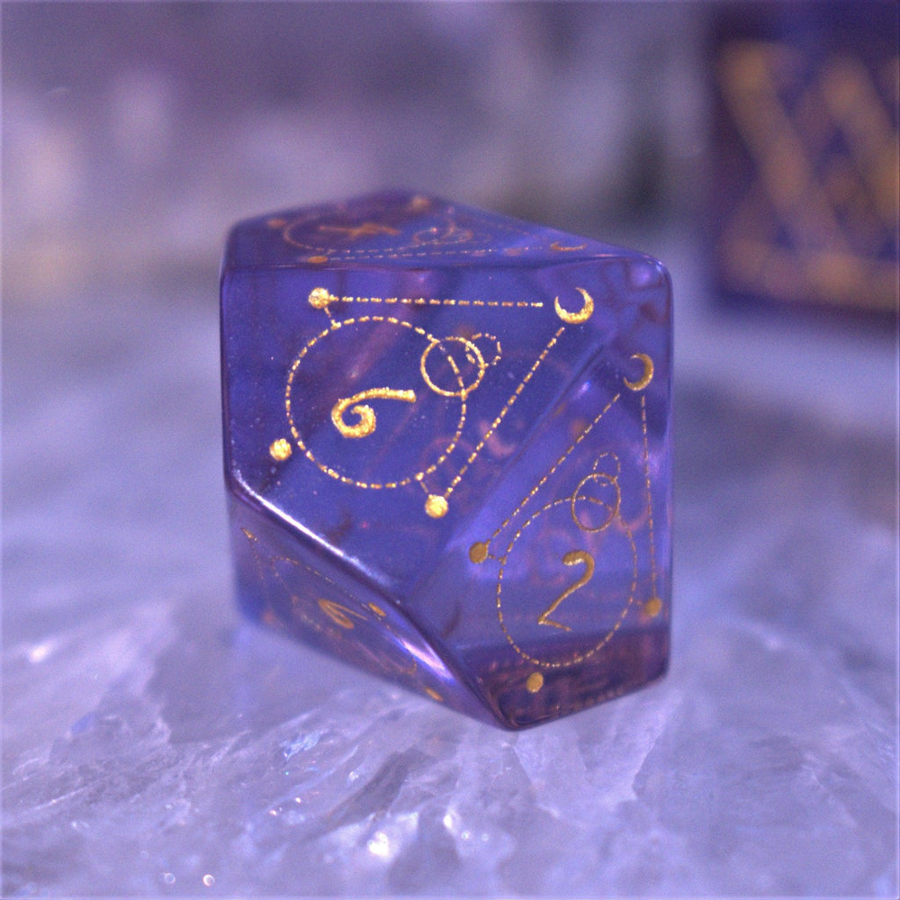 Pre-Order || Spellcaster Purple Glass Dice Set
