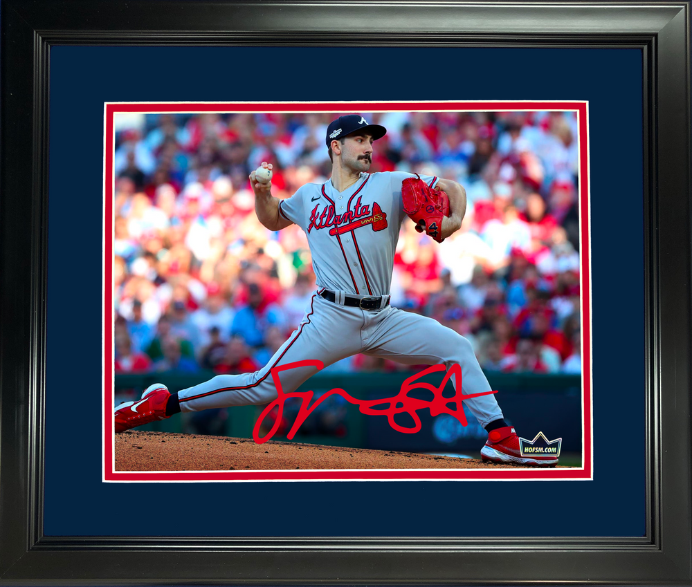 Framed Spencer Strider Facsimile Laser Engraved Signature Auto Atlanta Braves 11"x14"Baseball Photo HOFSM Holo (ONLINE ORDER ONLY)