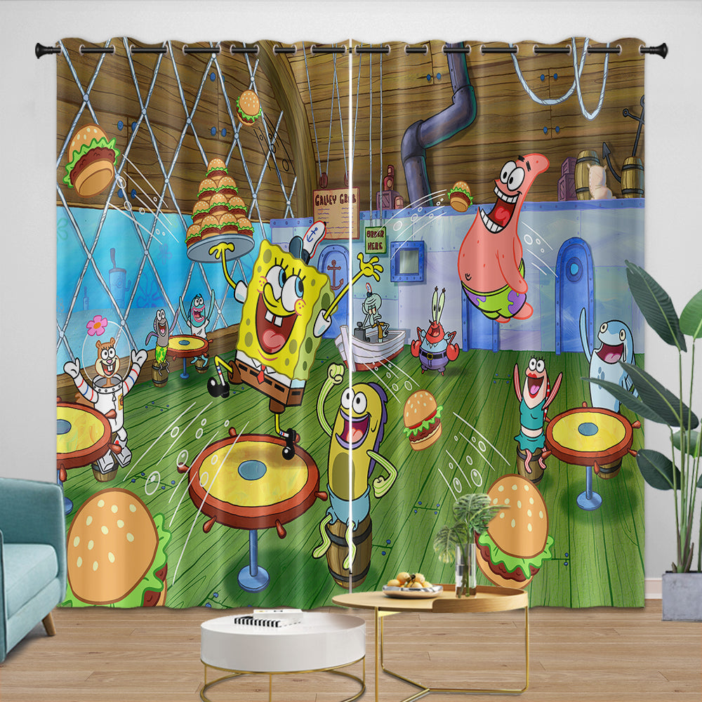 SpongeBob SquarePants Curtains Blackout Window Drapes Room Decoration (ONLINE ORDER ONLY)
