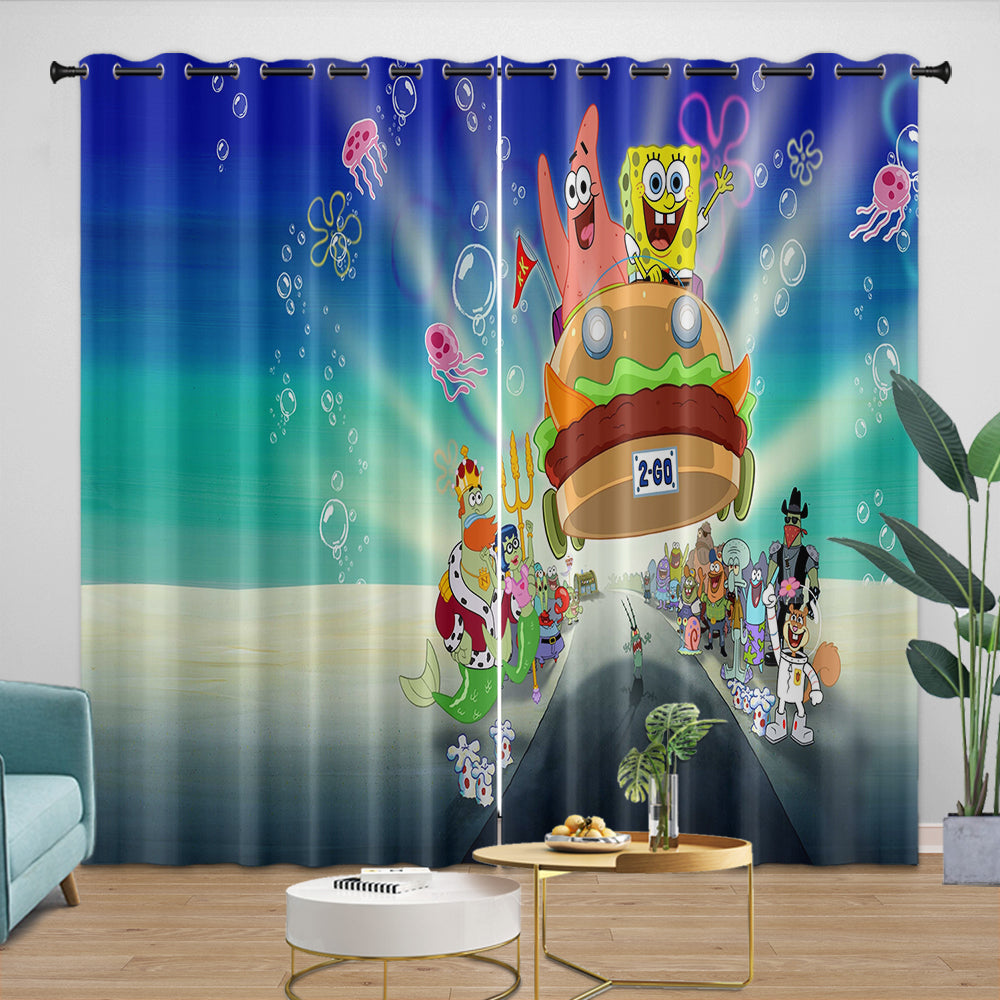 SpongeBob SquarePants Curtains Blackout Window Drapes Room Decoration (ONLINE ORDER ONLY)