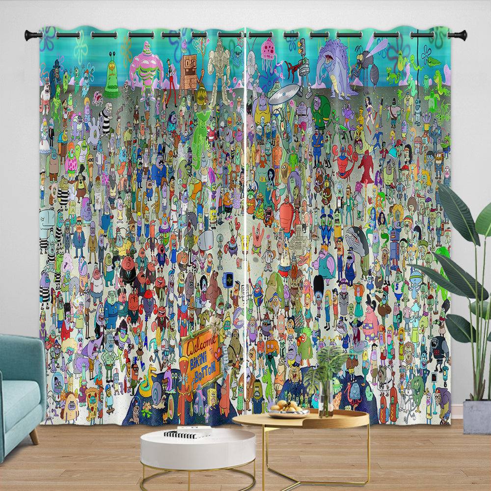 SpongeBob SquarePants Curtains Blackout Window Drapes Room Decoration (ONLINE ORDER ONLY)