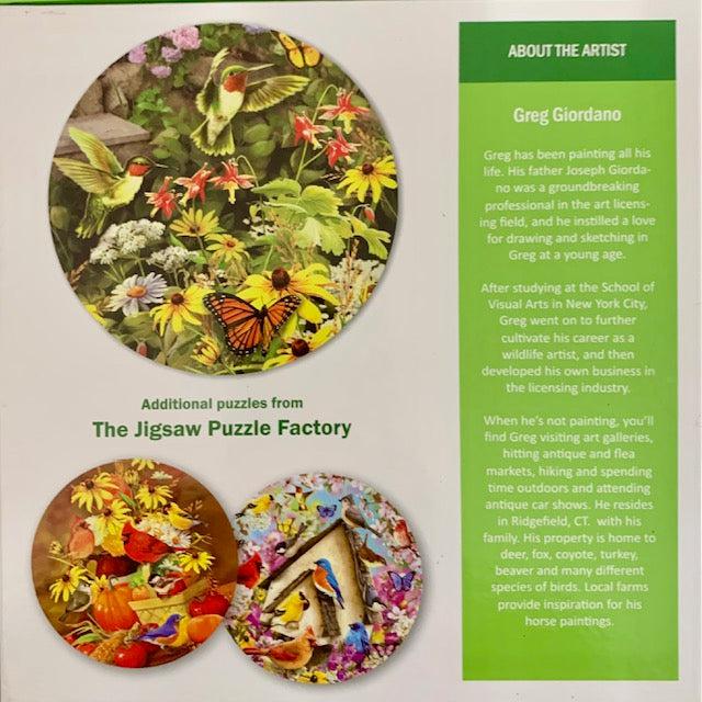 Spring Garden Backyard Birds 300 Piece Round Jigsaw Puzzle Leap Year (ONLINE ORDER ONLY)