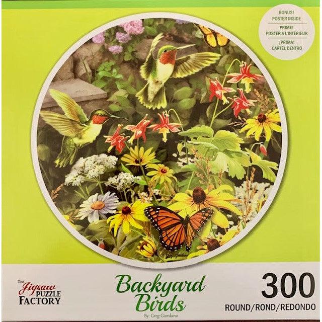 Spring Garden Backyard Birds 300 Piece Round Jigsaw Puzzle Leap Year (ONLINE ORDER ONLY)