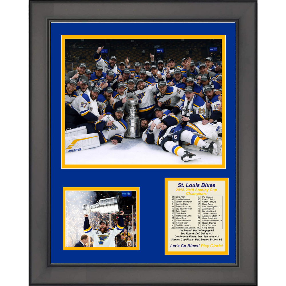 Framed St. Louis Blues 2018-2019 Stanley Cup Champions 11"x14"Three Photo Collage (ONLINE ORDER ONLY)