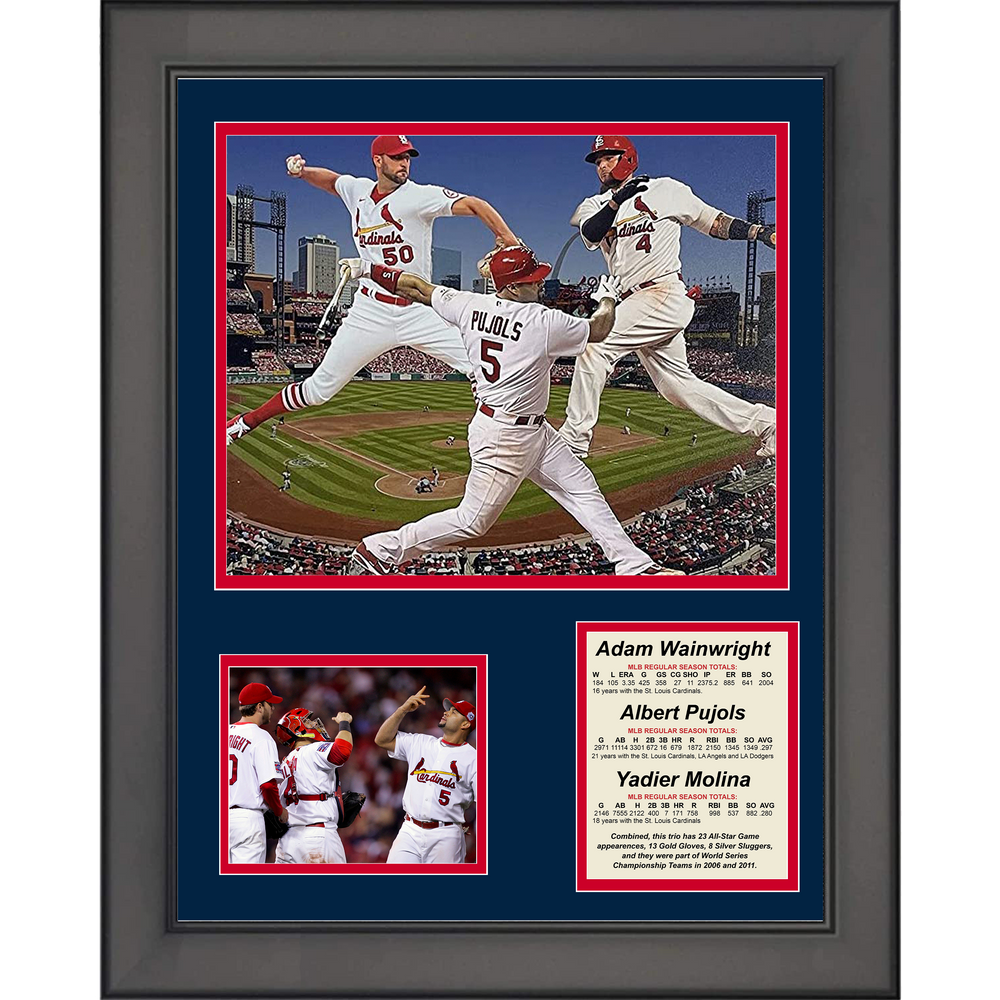 Framed Albert Pujols, Yadier Molina & Adam Wainwright St. Louis Cardinals Big 3 Baseball 11"x14"Three Photo Collage (ONLINE ORDER ONLY)