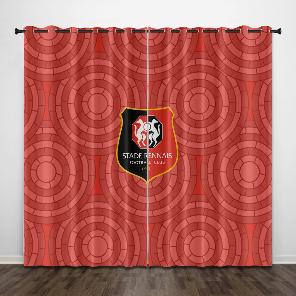 Stade Rennais Football Club Curtains Pattern Blackout Window Drapes (Online Order Only)