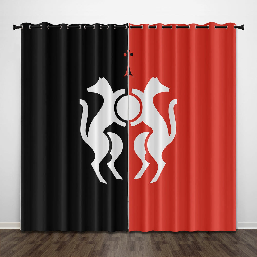 Stade Rennais Football Club Curtains Pattern Blackout Window Drapes (Online Order Only)
