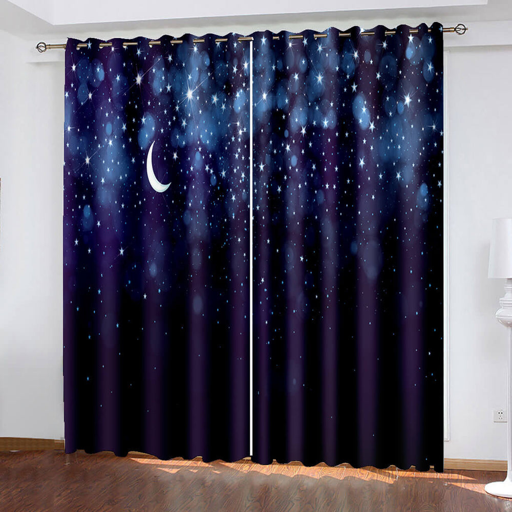 Starry Sky Space Night Scene Curtains Blackout Window Treatments Drapes (Online Order Only)