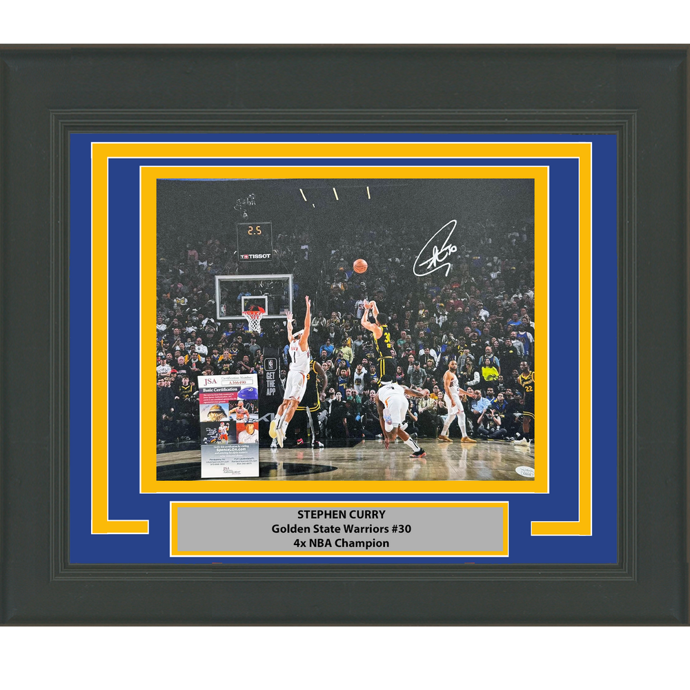 Framed Autographed/Signed Stephen Steph Curry Golden State Warriors 16x20 Basketball Photo JSA COA (ONLINE ORDER ONLY)