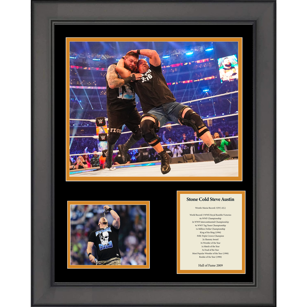 Framed Stone Cold Steve Austin Hall of Fame 11"x14" Wrestling Three Photo Collage (ONLINE ORDER ONLY)