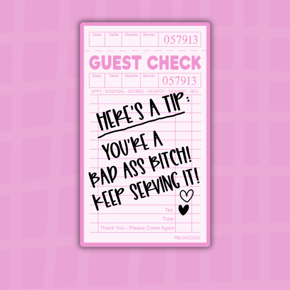 Guest Check: Here's a Tip| Sticker Die Cut (ONLINE ORDER ONLY)