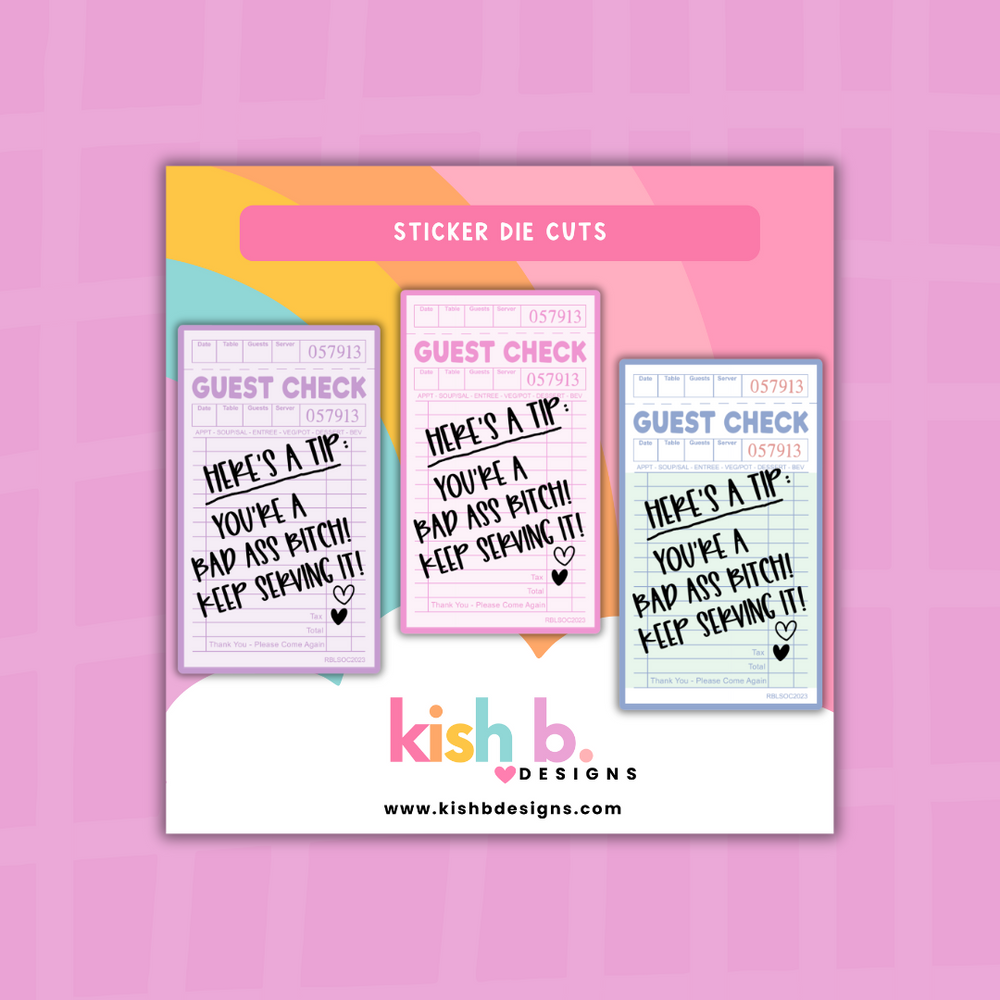 Guest Check: Here's a Tip| Sticker Die Cut (ONLINE ORDER ONLY)