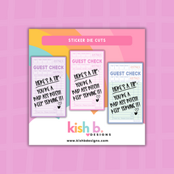 Guest Check: Here's a Tip| Sticker Die Cut (ONLINE ORDER ONLY)