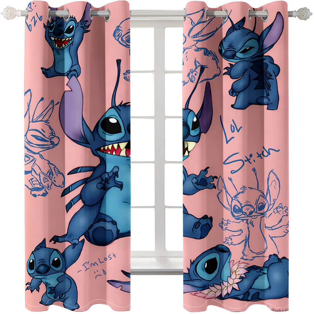 Stitch Curtains Cosplay Blackout Window Treatments Drapes for Room Decor (Online Order Only)