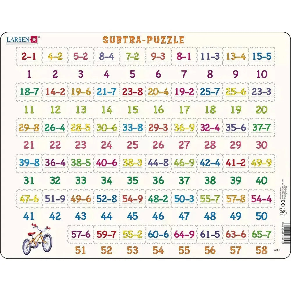 Subtraction Math 58 Piece Tray Jigsaw Puzzle Larsen (ONLINE ORDER ONLY)