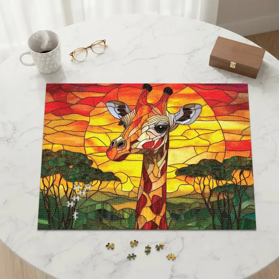 Sunset Giraffe 1000 Piece Jigsaw Puzzle Final Piece (ONLINE ORDER ONLY)