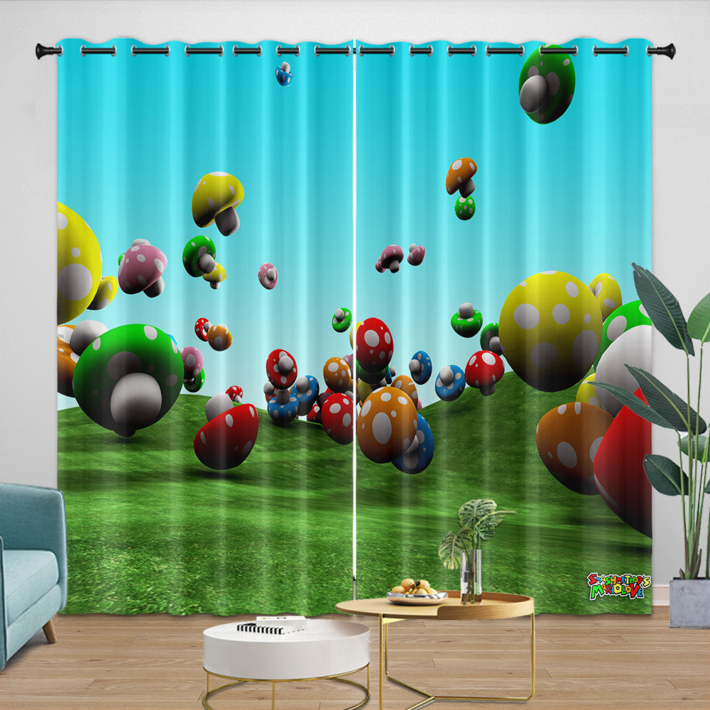 Super Mario Pattern Curtains Blackout Kids Room Window Drapes (ONLINE ORDER ONLY)