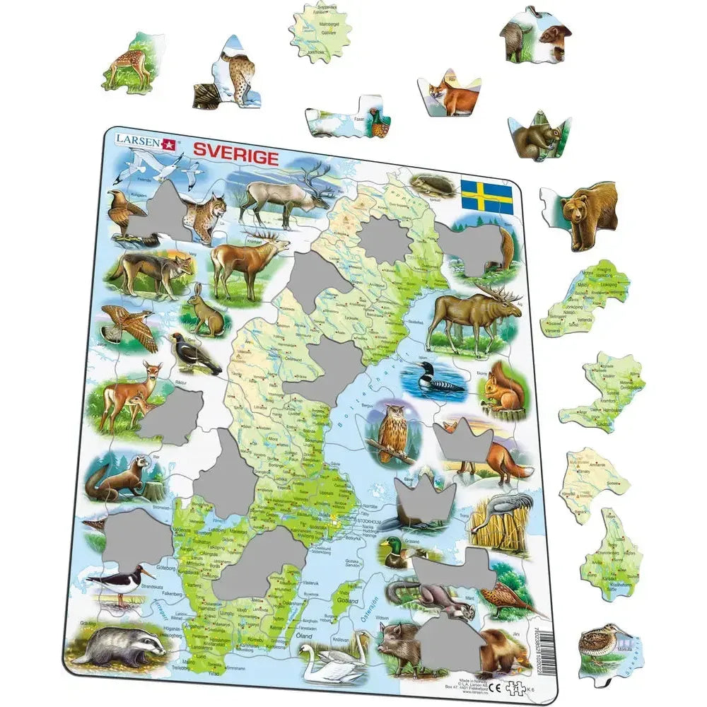 Sweden Map & Animals 71 Piece Tray Jigsaw Puzzle Larsen (ONLINE ORDER ONLY)