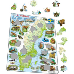Sweden Map & Animals 71 Piece Tray Jigsaw Puzzle Larsen (ONLINE ORDER ONLY)