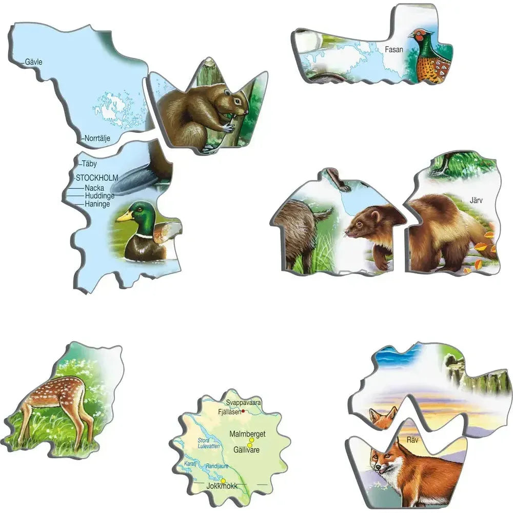 Sweden Map & Animals 71 Piece Tray Jigsaw Puzzle Larsen (ONLINE ORDER ONLY)