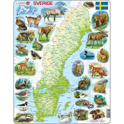 Sweden Map & Animals 71 Piece Tray Jigsaw Puzzle Larsen (ONLINE ORDER ONLY)