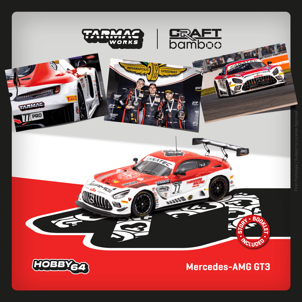 Tarmac Works Mercedes AMG GT3 Indianapolis 8h 2022 Winner 1:64 T64-062-22IND77 (ONLINE ORDER ONLY)