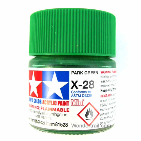 TAM81528PT Mini X-28 Park Green Gloss Acrylic 10ml (1/3oz) Bottle Hobby Paint Tamiya (ONLINE ORDER ONLY)