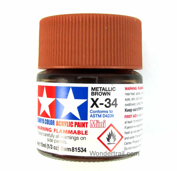 TAM81534PT Mini X-34 Metallic Brown Acrylic 10ml (1/3oz) Bottle Hobby Paint Tamiya (ONLINE ORDER ONLY)