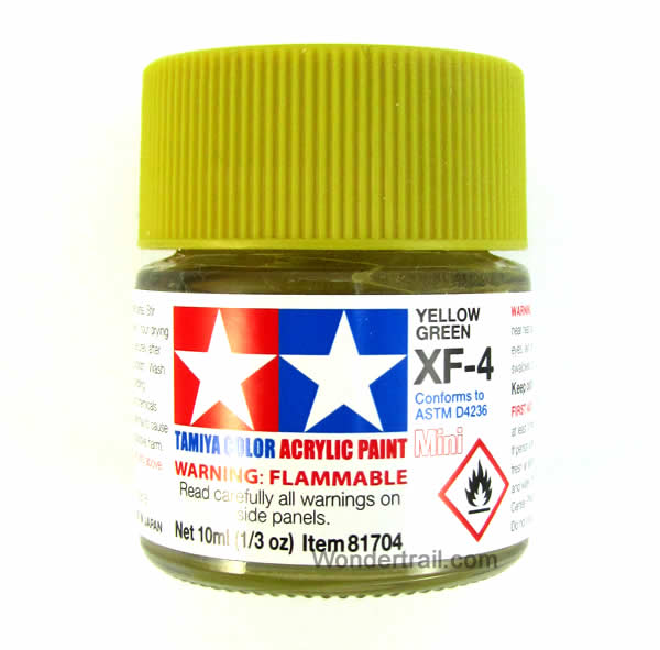 TAM81704 Mini XF-4 Flat Yellow Green Acrylic 10ml (1/3oz) Bottle Hobby Paint Tamiya (ONLINE ORDER ONLY)