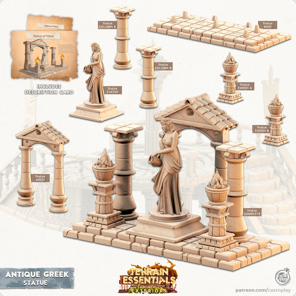 3D Printed Cast n Play Display Statue Antique Greek Set 28mm 32mm D&D (Online Only)