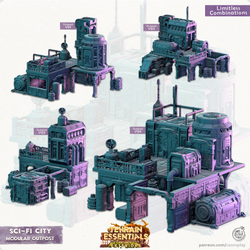 3D Printed Cast n Play Modular Outposts Sci-Fi City Set Terrain Essentials Vol III Exteriors 28mm 32mm D&D (Online Only)