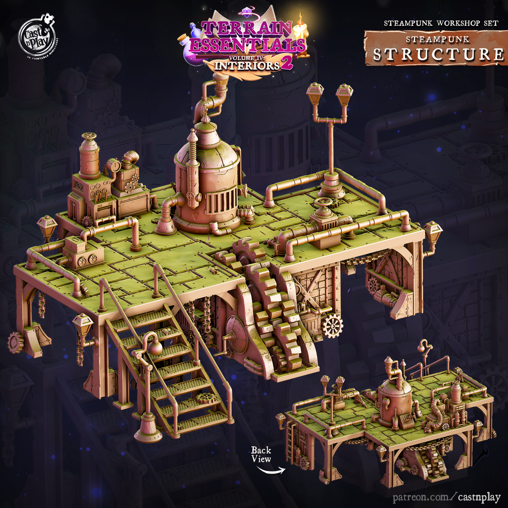3D Printed Cast n Play Steampunk Workshop Structure Set 28mm 32mm D&D (Online Only)