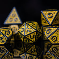 Temple Ruins Yellow Acrylic Dice Set (ONLINE ORDER ONLY)