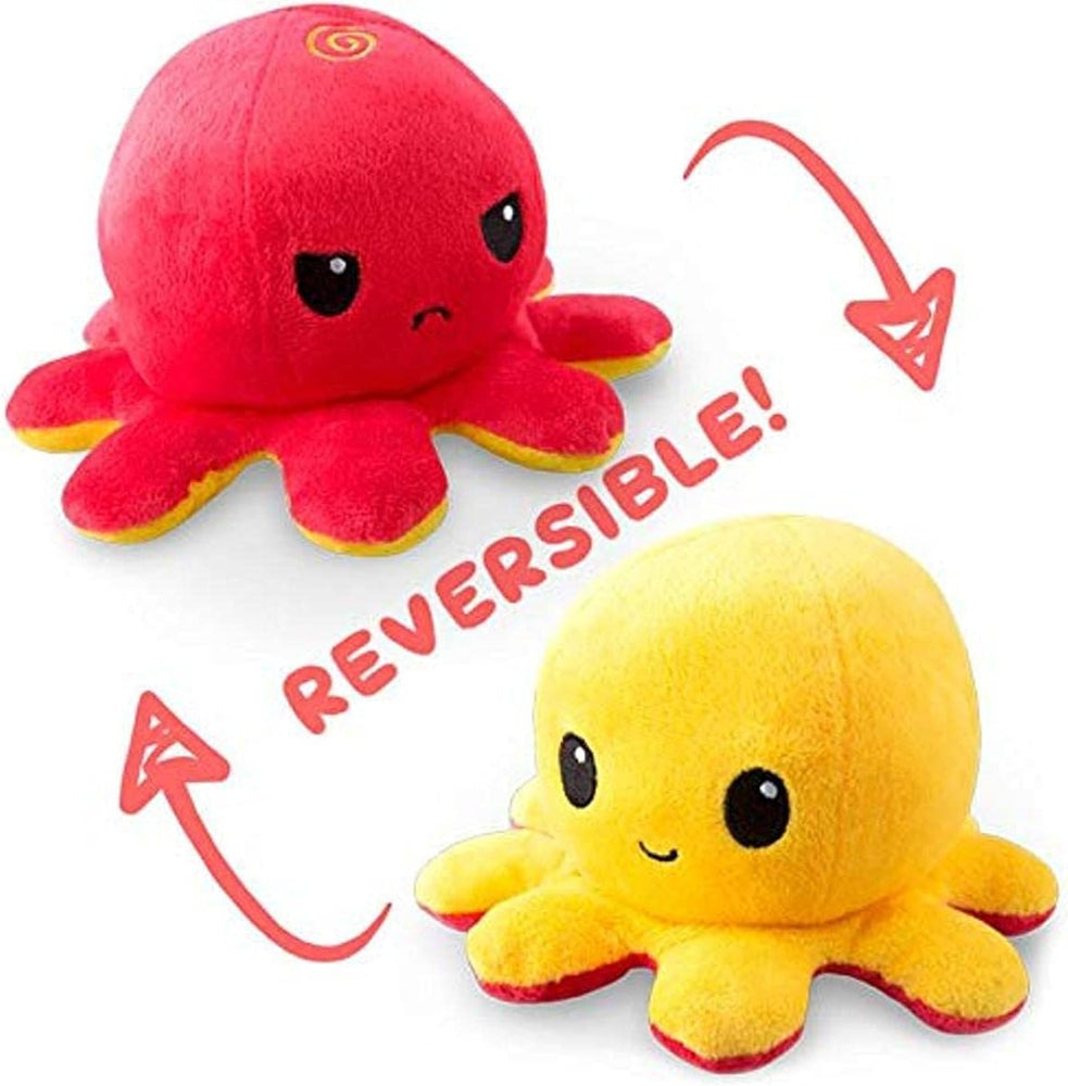 TeeTurtle Reversible Plushie: Octopus - Red/Yellow - Mini