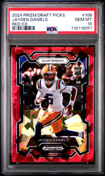 Graded 2024 Panini Prizm Draft Picks Jayden Daniels #108 Red Ice Rookie RC Football Card PSA 10 Gem Mint