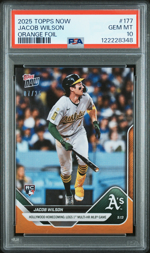 Graded 2025 Topps Now Jacob Wilson #177 Orange Foil /25 Rookie RC Baseball Card PSA 10 Gem Mint