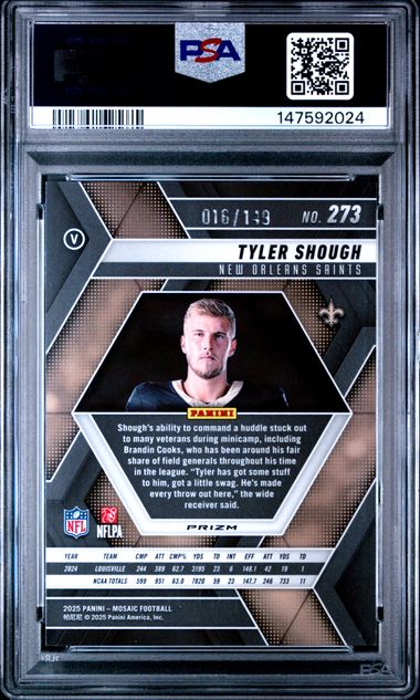 Graded 2025 Panini Mosaic Tyler Shough #273 /149 Silver Knight Rookie RC Football Card PSA 10 Gem Mint