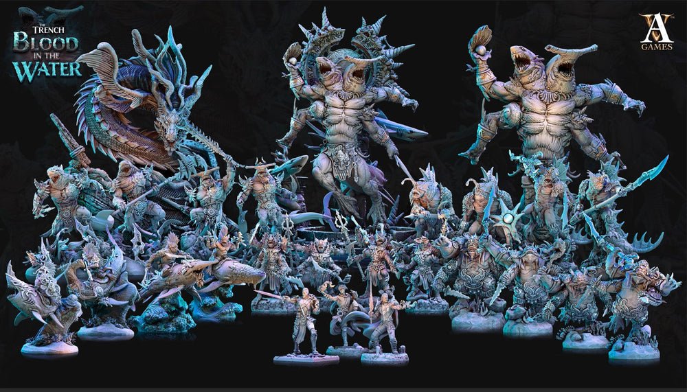 3D Printed Archvillain Games Vaiakvo Sea Dragon The Trench Blood In the Water 28 32mm D&D (Online Only)
