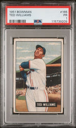 Graded 1951 Bowman Ted Williams #165 Baseball Card PSA 1 (ONLINE ORDER ONLY)