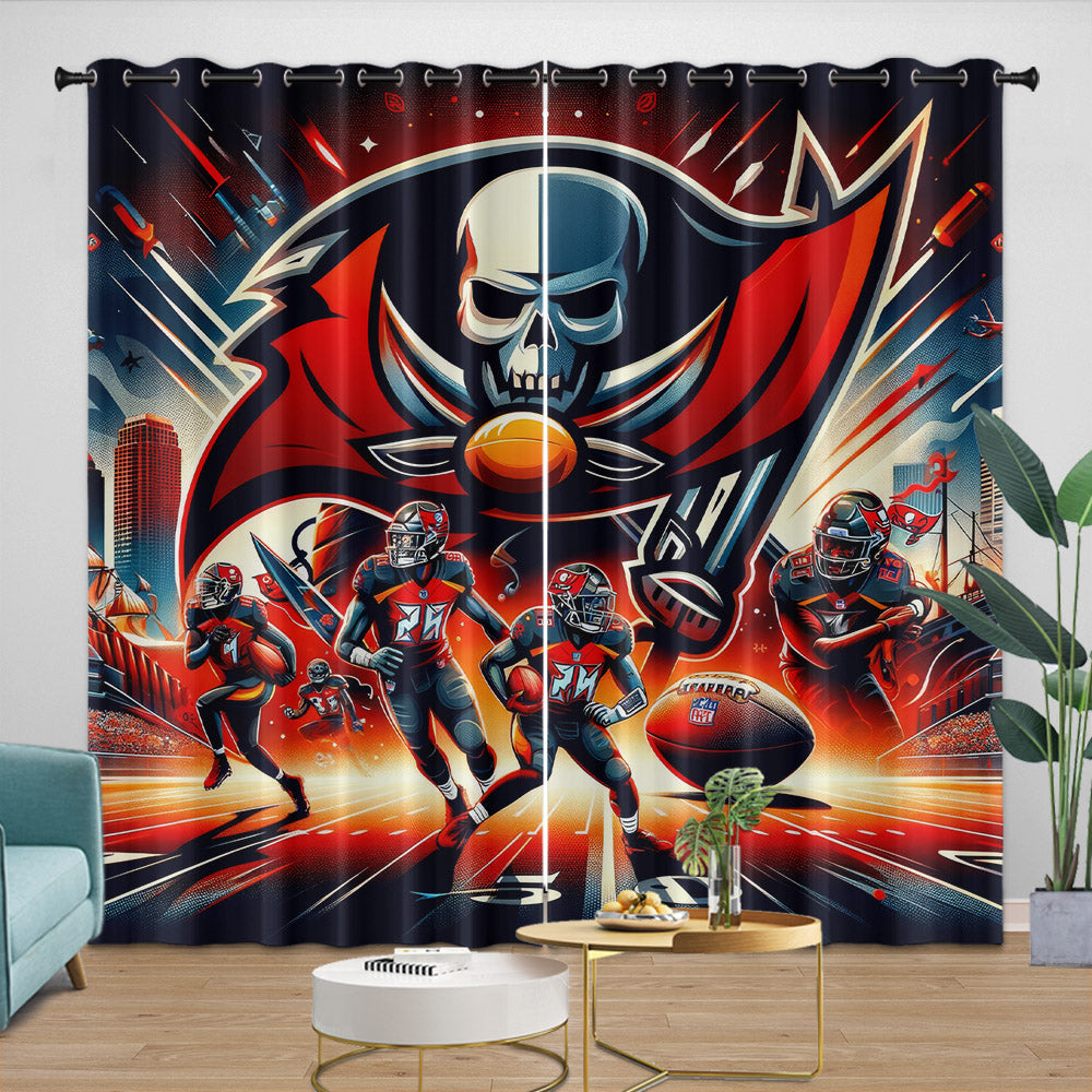 Tampa Bay Buccaneers Curtains Blackout Window Drapes Room Decoration (Online Order Only)